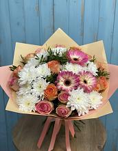 Букет цветов из:  Розы, Герберы и Хризантемы #REPLACE_PRED# Вилино