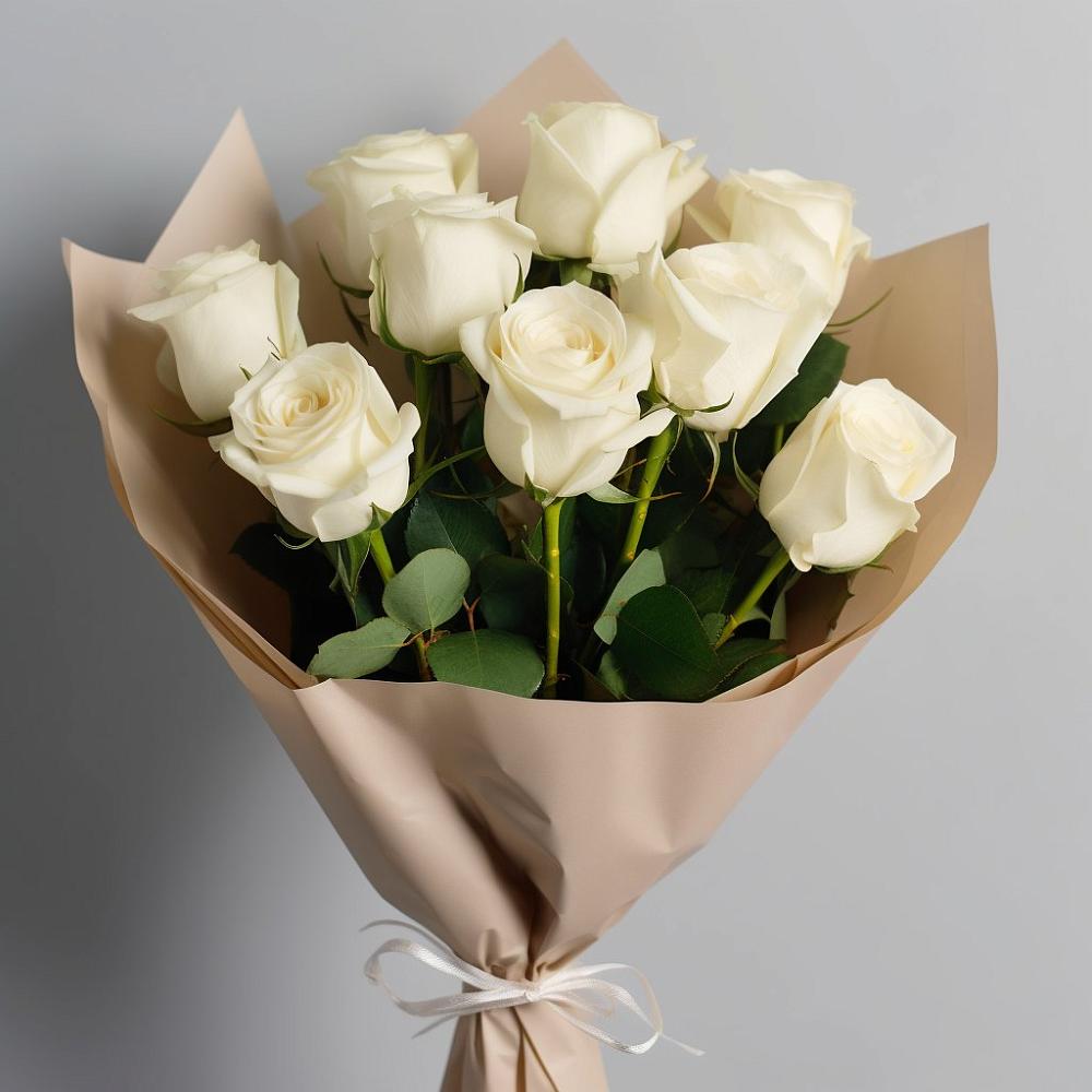 Букет 9 Белых роз Эдлесс Лав в Вилино