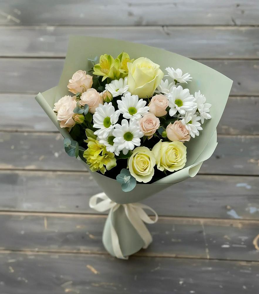 Букет цветов из: Альстромерии, Розы и Хризантемы в Вилино