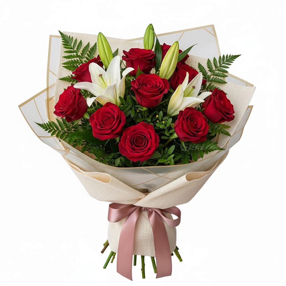 Букет цветов из: Лилии и Розы в Вилино