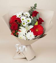 Букет цветов из:  Розы, Хризантемы, Герберы и Лилии в Вилино