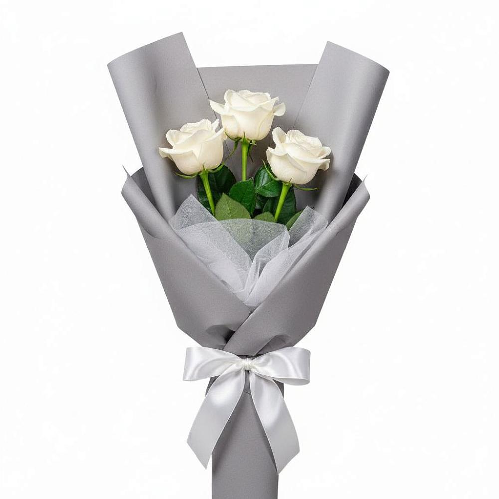 Букет 3 белые розы в Вилино