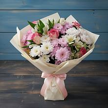 Букет цветов из:  Хризантемы, Альстромерии и Розы в Вилино