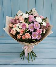 Букет цветов из:  Хризантемы, Розы и Альстромерии #REPLACE_PRED# Вилино