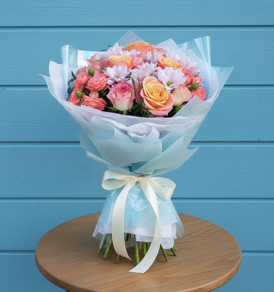 Букет цветов из: Хризантемы и Розы в Вилино