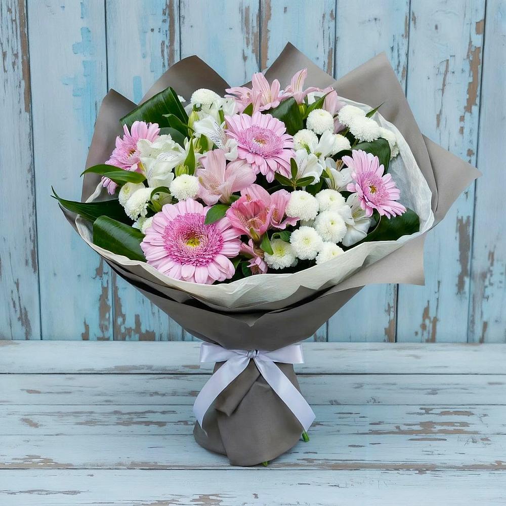 Букет цветов из: Герберы, Альстромерии и Хризантемы в Вилино