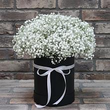 Цветочная композиция из Гипсофила в шляпной коробке в Вилино