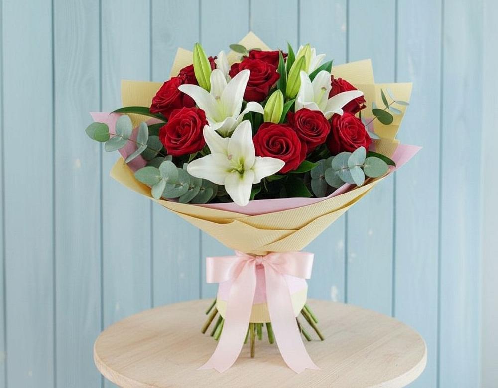 Букет цветов из: Лилии и Розы в Вилино